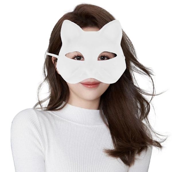 20 stk. Blanke Kattemasker Papir Blanke Masker DIY Håndmalede Kattemasker Rekvisitter