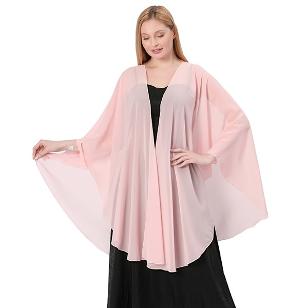 Chiffon Skjerf Stola Bolero Dame for Aftenkjole Festlig Bryllup Pink