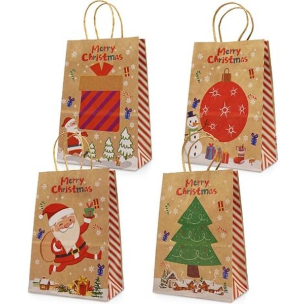 Kraft Christmas gift bags 24 bags in different styles Christmas paper bags with handles Christmas gift bags with Christmas