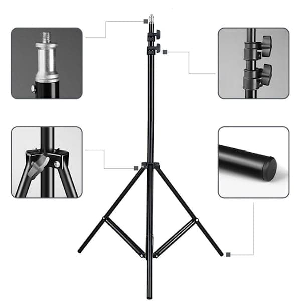 Selfie Lampe LED Ringlys Stativ 50 - 216 cm + Fjernkontroll