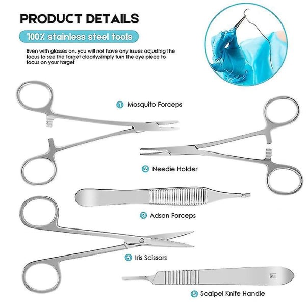 Komplet sutursæt for studerende, inklusive silikonesuturpude og suturværktøj til praksissutursæt