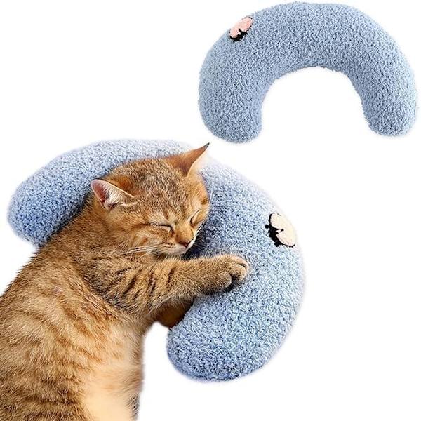 Kattkudde Husdjur Mjuk Leksak Katt Lugnande Kudde för Hund Ångestlindring Valp Kramande Kudde Nacke U-formad Kudde Hundbädd Kudde Sova Förbättra Komfort