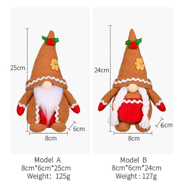 Piparkakku-tonttu Pehmolelu Joulu Nukke, 2 Osainen Pehmoinen Pohjoismainen Tonttu Koriste, Keräilykelpoinen Pohjoismainen Tomaatin Muotoinen Ruotsalainen Nukke Koriste.