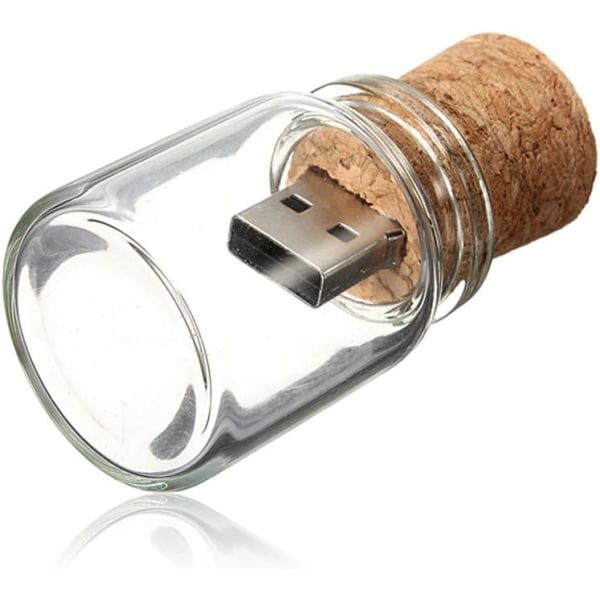 Flaske 8GB USB Flash Pen Drive Hukommelse Thumb Stick Datalagring Transparent glaskork