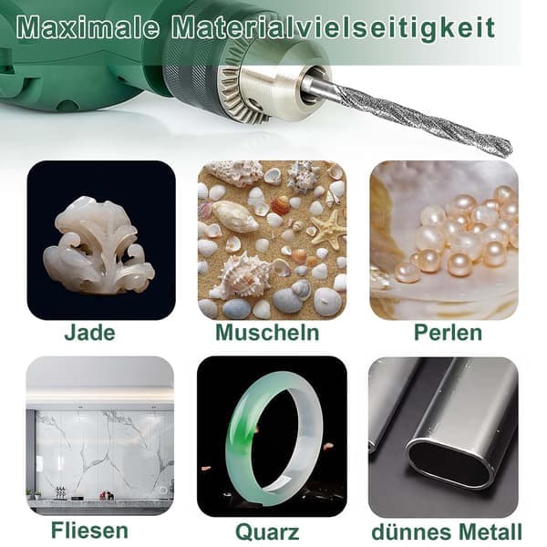 Sæt med 8 diamantborebits og glasborebits, 0,8 til 3 mm diamantspidsede spiralborebits til glas, metal, skaller, jade, perler og smykkefremstilling