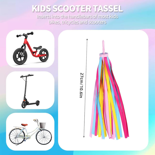 2 stk. Regnbue sykkelbånd for barn, egnet for jenter og gutter, scooter dusker, sykkelbånd, jente sykkel dusker, jente/mini sykkel