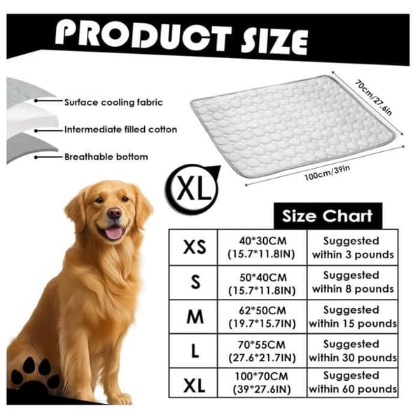 10 STK Kølemåtte til hunde 100*70cm Kølemåtte til kæledyr Genanvendelig Kølepude Kæledyrsmåtte