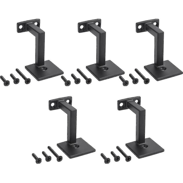 5 pakke rekkverksbraketter for trehåndløper svart innendørs veggtilbehør Trapperekkverksbrakett (matt svart)