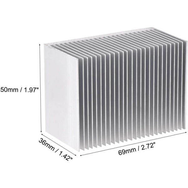 Elektroniikan jäähdytin LED- ja virtalähteille, hopea, 50 x 69 x 36 mm