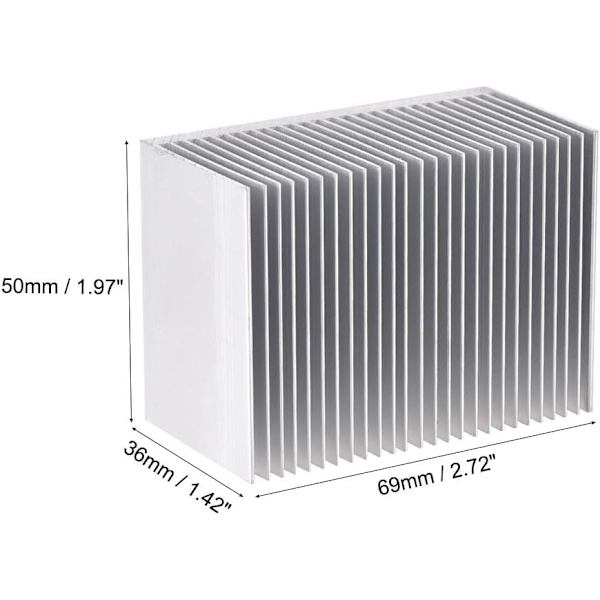 Elektronik Køler Heatsink til LED og Strøm Sølv 50 x 69 x 36 mm