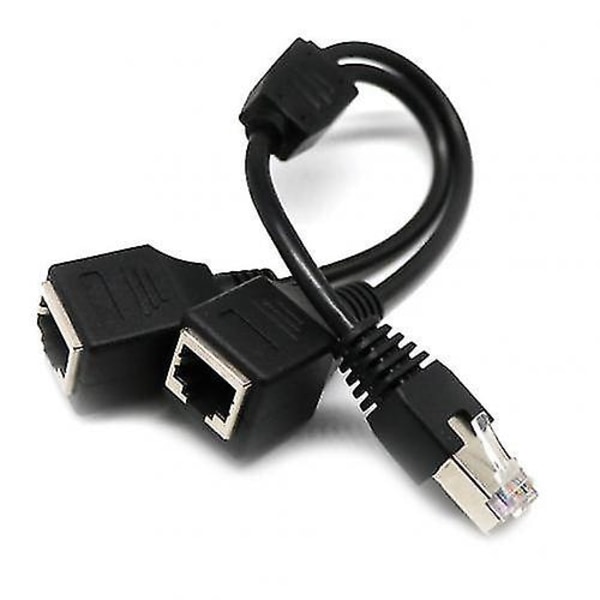 RJ45 Ethernet-delareadapter 1 hane till 2 hon LAN-nätverksdelare Stöd för Cat7 Cat6 Internetnätverksförlängningssladd