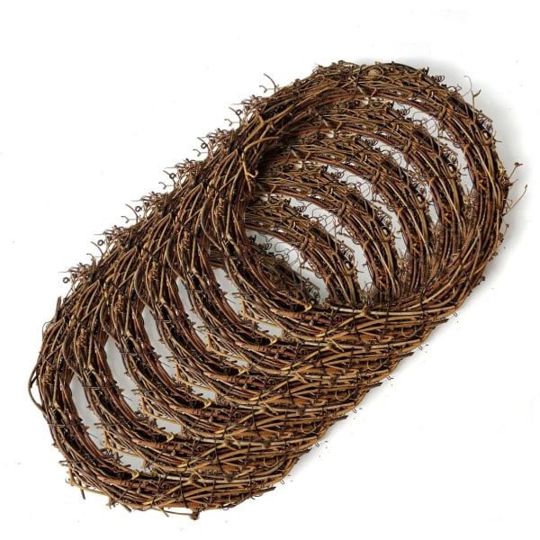 6 stk 20cm naturlige vinrankekranser Vinstokk krans Rattan krans for DIY julehåndverk, inngangsdør veggdekor, bryllup og festdekorasjoner