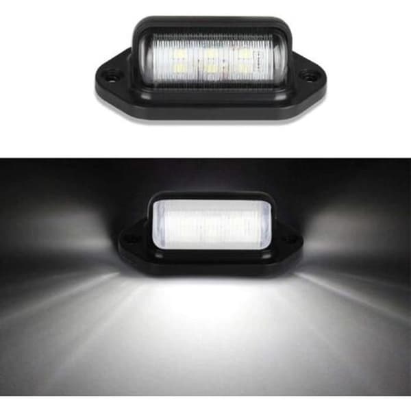 2 STK LED Nummerpladelys, IP65 Vandtæt, 6 SMD Hvid, 12V/24V, til Lastbil og Trailer, 66mm Længde