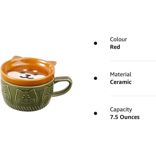 Söt Mugg med Lock, Djur Kaffekopp Te Set, Födelsedagspresenter Alla Hjärtans Dag Mors Dag Påsk Julpresenter (Hund)