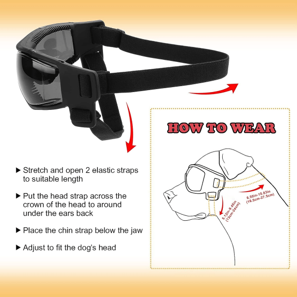 Googles for Hunder, Ownpets Hunde Briller UV Beskyttelse Briller Snøbeskyttelse Vindbeskyttelse Støvbeskyttelse med Justerbar Stropp