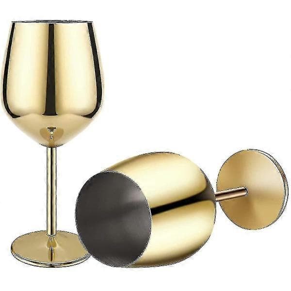 Vinglas i guldfinish, 2 cocktailglas i rustfrit stål