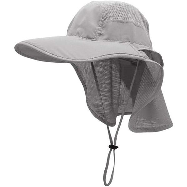 Solhatt for menn og kvinner UPF 50+ netting sommerbeskyttelse utendørs UV-beskyttelseslue med nakkehette Pustende sammenleggbar Jaktfiskestrandhatt