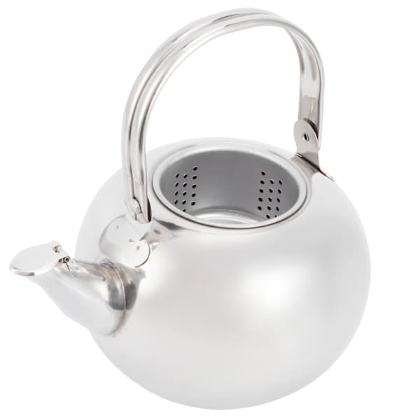 304 Rustfrit Stål Tekande Flad Bund Induktionskomfur Kedel Tekande med Filter Sølv 14cm 1L