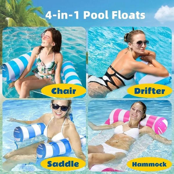 Vattenhängmatta Kompanjon Uppblåsbar Flytande Simmadrass Havsbad Ring Pool Party Leksak
