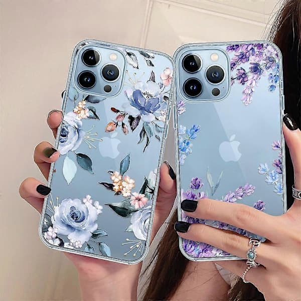 Skal Kompatibelt med iPhone 14 PRO MAX Stil 1, Transparent Silikonskal med Blommönster för iPhone 14 PRO MAX