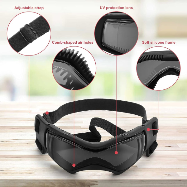 Googles for Hunder, Ownpets Hunde Briller UV Beskyttelse Briller Snøbeskyttelse Vindbeskyttelse Støvbeskyttelse med Justerbar Stropp
