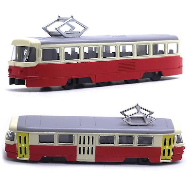 Klassinen Junarata-Raitiovaunu Diecast Vetotakaisin Malli LED-Valoilla ja Musiikilla Kehittävä Lasten Leikki Blue Grey