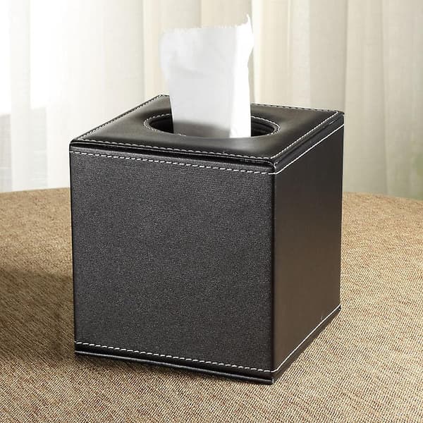 Pyyhepaperilaatikko Nahka Musta Neliö Nenäliinanpidike