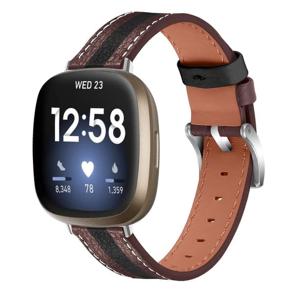 Til Fitbit Versa 4/Sense 2 Ægte okselæder urrem Farvematchende urrem med spænde Flerfarvet Fitbit Versa 4 Style C