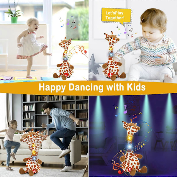 Pratande Giraff Plyschleksak, Dansande Sjungande Inspelande Bebisleksak, Luminous Baby Interaktiv Plyschleksak för 2 3 4+ Års Barn