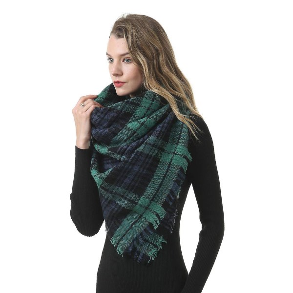 Höst-vinterhalsduk för kvinnor, imiterad kashmirrutig filtscarf, 140 X 140 cm