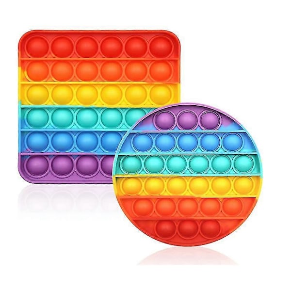 Fidget Leksaker, Regnbågsfärgad Pop Bubble Fidget Sensorisk Leksak, Tjockare Sektion, Högt och Tydligt Ljud, Anti Stress, Distraherar Uppmärksamheten - PUP IT (2-pack) (Röd)