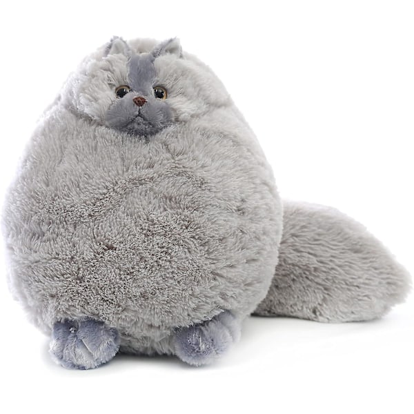 Plushdjur Katt, Söta Mjuka Pluschdjur Katter, Vit Fylld Katt, Födelsedag Jul för Barn, Pojkar, Flickor, Fet Katt Fylld Leksak (W Gray 10 Inches