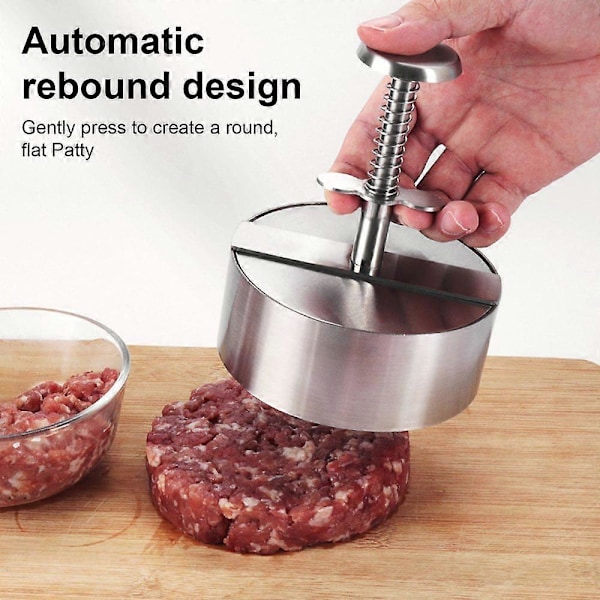Burgerpress Rostfritt Stål Patty Maker Hamburgerpress för Perfekta Biffar Lättanvänd Burger Biffmaskin för Hemmagjorda Hamburgare XL