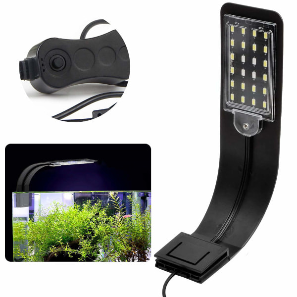 LED-akvarielampe med hvitt, e og blått lys, 2,5A, svart