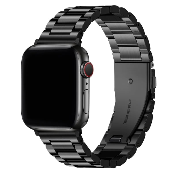 Rostfritt stål metall klockarmband för iWatch/Apple Watch Series 8/7 SE/6/5/4/3/2/1 Series Ultra, 38mm/40mm/41mm Svart
