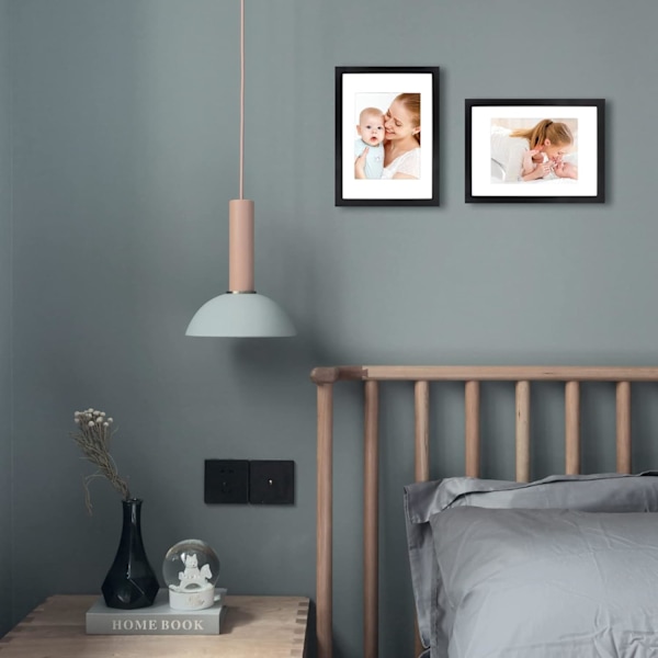 A4 Rammer Sort - Træ A4 Billedrammer, A4 Plakatramme med Plexiglas til Bordplade og Vægmontering