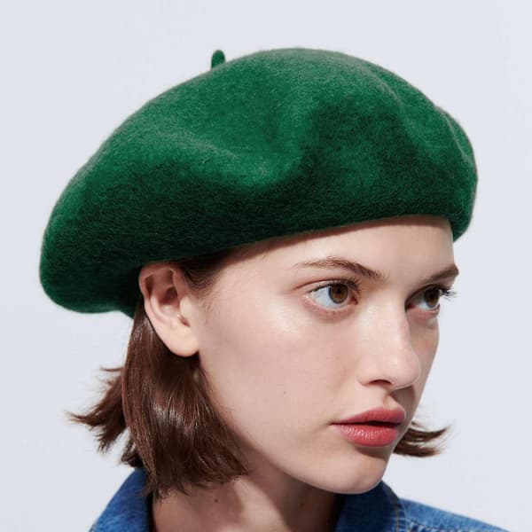 Ull Baskerhatt Fransk Stil Enfärgad Höst Vinter Varm Retro Konstnärsmössa Kostym Light brown