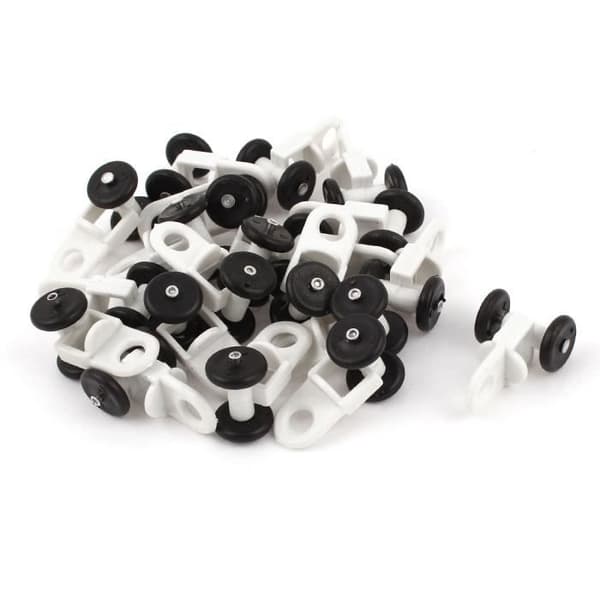 SOURCING MAP Hvide Plastik Gardiner Skinne Ruller 1,3 cm Diameter Sorte Ruller Persienne 20 stk