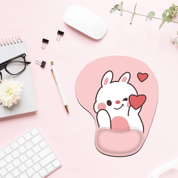Kanin Kjærlighet Hjerte Musematte Håndleddsstøtte Rosa Søt Håndleddsstøtte Kawaii Skrivebordstilbehør Sklisikker Ergonomisk Musematte for Kontor