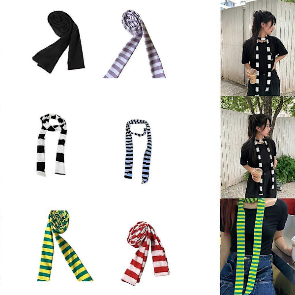 Dam Vår Sommar Randigt Mönster Scarfs Tunn Halsduk Y2k Stil Färgglad Tunn Stickad Nackskydd Lättvikt Gray