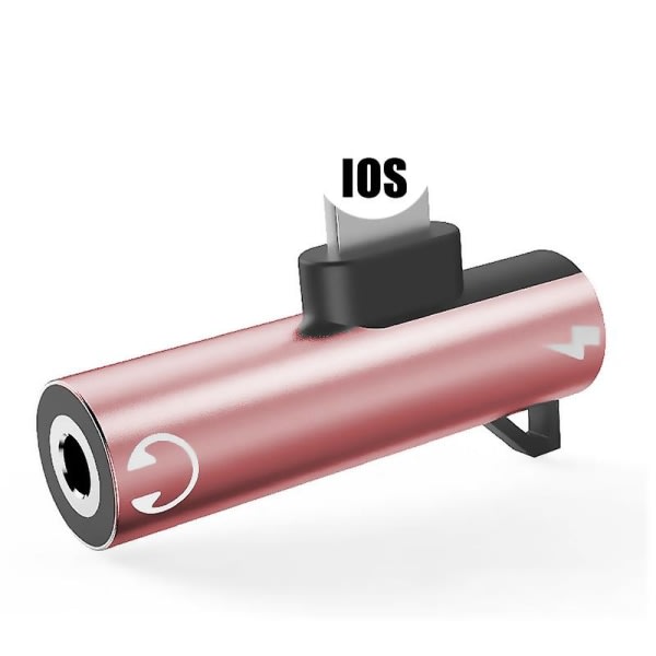 2 in 1 -äänikuulokkeiden latauskaksoissovittimen jakaja iPhonelle Huawei 3,5 mm kuulokeliitäntään Aux-kaapelin liitin Lightning Rose IOS:lle
