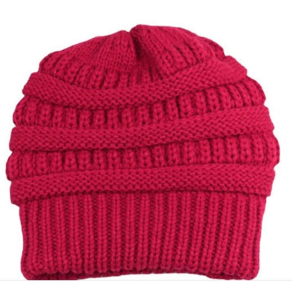 Lazy Winter Beanie, strikket uldhue med satinfor til mænd og kvinder, hættebeanie til at holde varmen (rød)