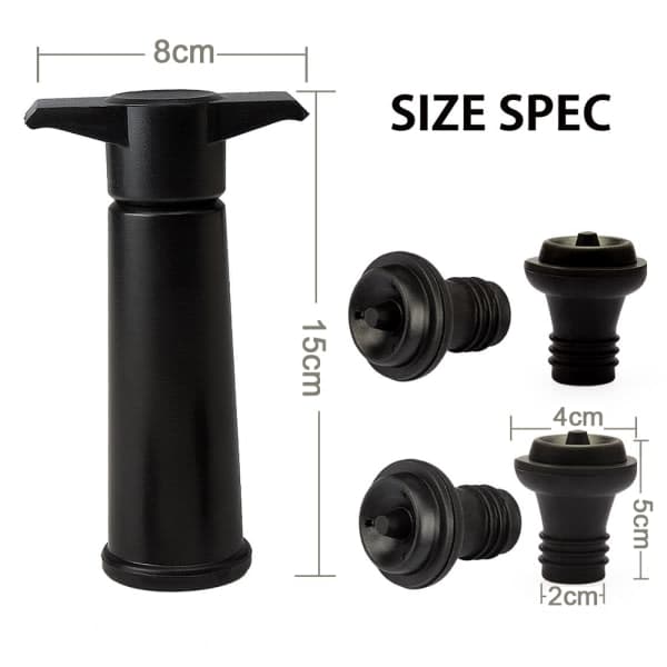 Vacu Vin Sort Pumpe med Wine Saver propper - Holder vinen frisk