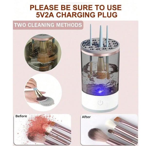 3-i-1 automatisk rengørings- og tørrestativ til makeupbørster
