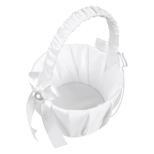 2-pack bröllopsblomkorg i satin med rosett, blomkorg för fest med rosett