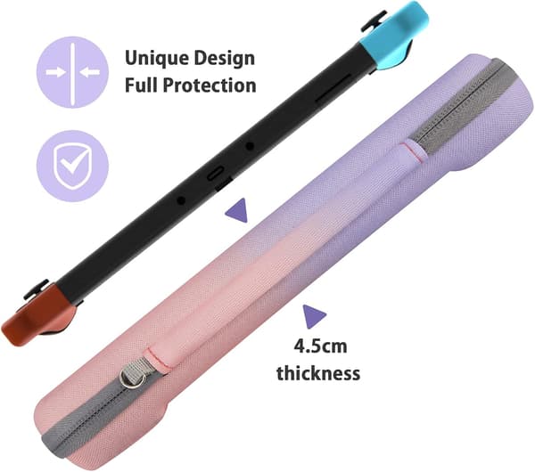 Etui til Nintendo Switch/Switch OLED, KondaTech Farverigt Switch Bæreetui, Beskytter Switch Konsol, Opbevarer 10 Spillekort (Pink + Lilla)