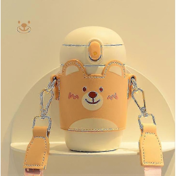 Isolert Vannkopp For Barn Crossbody Vannflaske Bærbar Kopp For Utendørs Yellow Bear 450ml