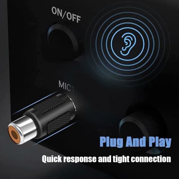 5-pak 6,35 mm Han Mono Jack Stik til RCA Hun Phono Stik Guldbelagt Lydadapter