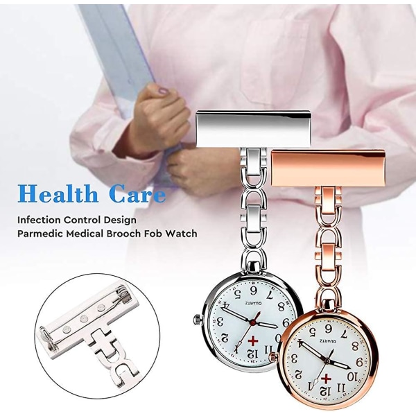 Nurses Fob Watch - Medicinsk reversnål Clip-on broche hængende lomme Fob ure til mænd kvinder