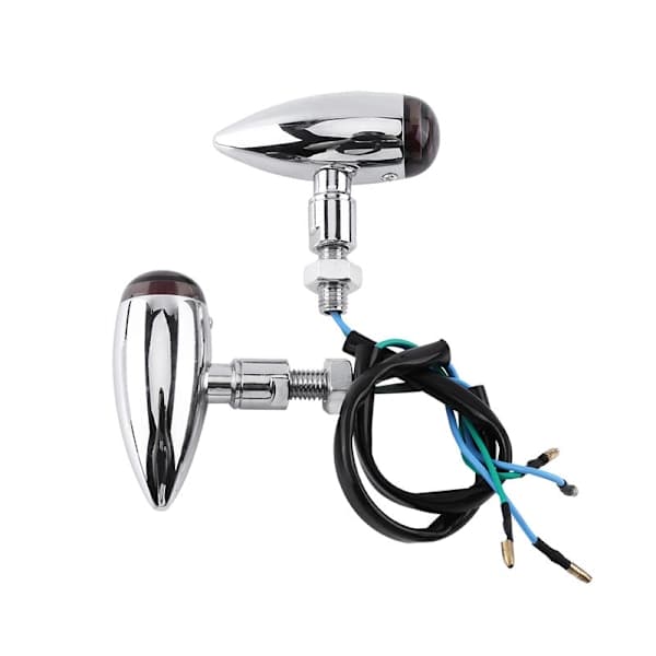 2 stk. Motorcykel Bullet Amber LED Blinklys Indikator Lys Lampe Sølv
